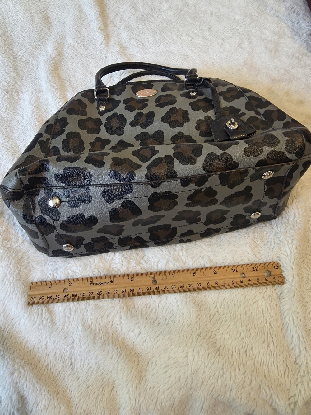 Y2k Coach Margot Carryall Ocelot Print Gray/Black Leopard Purse - Picture 4 of 11